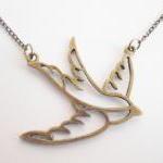 Swallow Necklace In Antique Bronze Rockabilly..