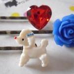 Tricolore French Poodle Bobby Pins - Bronze Hair..