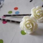 Rose Bobby Pins In Lemon Chiffon And Antique..