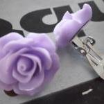 Lilac Vintage Resin Rose Clip On Earrings Flower..